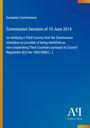 "Commission Decision of 10 June 2014", Text auf blauem Hintergrund mit gelben Randstreifen rechts und einem Verlagslogo unten.