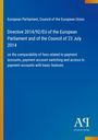 Directive 2014/92/EU, 23 July 2014, comparability of fees, payment account switching. Blaues Cover, gelber Streifen, Logo.