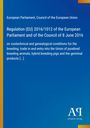"Regulation (EU) 2016/1012..." in der Mitte, gelber Rahmen links, blaues Design, Logo unten rechts.