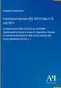 Text zur EU-Entscheidung über staatliche Beihilfen, erwähnt die Begünstigten und Antiphon Verlag-Logo unten rechts auf blauem Hintergrund.