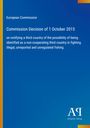 Cover der Europäischen Kommission zur Entscheidung vom 1. Oktober 2015 über illegale Fischerei, blauer Hintergrund.