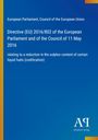 Text über EU-Direktive 2016/802 zur Schwefelreduktion in flüssigen Brennstoffen. Blauer Hintergrund, Firmenlogo unten.