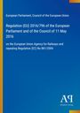 "Regulation (EU) 2016/796" auf blauem Hintergrund, gelber Rand links, Logo "AR" unten rechts.
