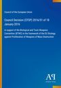 Titel: Council Decision (CFSP) 2016/51; EU-Strategie gegen Massenvernichtungswaffen. Blauer Hintergrund, linke Seite gelb.