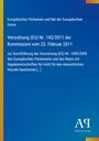 Europäisches Parlament Text, EU Verordnung, Hygienevorschriften nicht für menschlichen Verzehr. Blau mit orange-gelbem Rand.