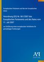 Titeltext zu Verordnung (EG) Nr. 861/2007 zur Einführung eines Verfahrens für geringfügige Forderungen. Blaues Design.
