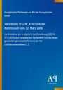 Text über EU-Verordnung, blaues Layout, weißer Text, EU-Parlament, Kommission, Luftfahrtunternehmen, Logo des Antiphon Verlags.