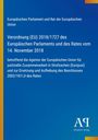 Text über die EU-Verordnung zu Eurojust, Datum 14. November 2018. Blaues Design mit gelbem Rand, Antiphon Verlag-Logo.