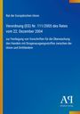Verordnung mit Text über Vorschriften für Überwachung des Handels mit Drogenausgangsstoffen. Blaues Layout mit Logo.