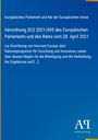 Text über Verordnung (EU) 2021/695 zu Horizon Europa. Hintergrund in Blau, Logo mit "AΛ" unten rechts.