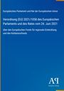 Verordnung (EU) 2021/1058 über Mittel zur regionalen Entwicklung. Blaues Design mit gelbem Streifen links.