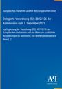 "Delegerte Verordnung (EU) 2022/126; Europäisches Parlament, 7. Dezember 2021, auf blauem Hintergrund, Logo unten rechts."