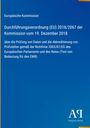 EU-Kommission, Durchführungsverordnung (EU) 2018/2067, Prüfen von Daten gemäß Richtlinie 2003/87/EG. Blaue Hintergrundfläche.