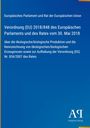Text über Verordnung (EU) 2018/848 des Europäischen Parlaments zur ökologischen Produktion. Blaues, schlichtes Design.
