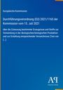 Text: Europäische Kommission, Durchführungsverordnung (EU) 2021/1165, Kommission vom 15. Juli 2021, über die Zulassung [...]  
Blauer Hintergrund mit Goldstreifen und Verlagssignet unten rechts.