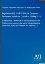 Text über EU-Verordnung zur Interoperabilität von Informationssystemen, blaues Layout, kleines Verlagssymbol unten.
