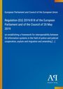 Ein blauer Hintergrund mit weißem Text zur EU-Verordnung 2019/818 zur Interoperabilität von Informationssystemen. Links ist ein gelber Streifen, unten ein Logo mit "Antiphon Verlag".