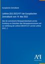 Text über eine Leitlinie der Europäischen Zentralbank von 2022 mit Verlagslogo unten rechts auf blauem Hintergrund.
