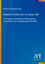 "Rat der Europäischen Union: Richtlinie vom 16. Februar 1987 zu Tierernährung. Blauer Hintergrund, linkes gelbes Band."