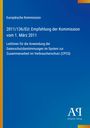 Europäische Kommission: 2011/136/EU Empfehlung vom 1. März 2011, Leitlinien zu Datenschutz im Verbraucherschutz. Blau/orange.