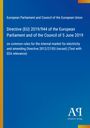 Text über EU-Richtlinie 2019/944 zu Elektrizitätsmarktregeln, mit blauem Hintergrund und Verlagssymbol unten.