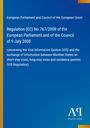 Titel und Verordnungstext zum Visa-Informationssystem der EU. Blauer Hintergrund mit farblichen Akzenten.