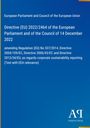 Titel: Directive (EU) 2022/2464. EU-Parlament und Rat. Anpassung verschiedener EU-Richtlinien. Logo: Antiphon Verlag.