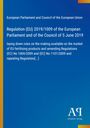 Titel und Text zur EU-Verordnung in Weiß auf blauem Hintergrund. Ein schmales, orangefarbenes Band am linken Rand. Unten rechts Logo.