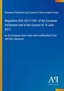 Regulation (EU) 2017/1001 zum EU-Markenrecht. Blauer Hintergrund mit gelbem Streifen links, rechts unten Logo.