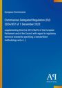 Text: "European Commission", "Commission Delegated Regulation (EU) 2024/857 of 1 December 2023". Blaues Cover, Antiphon Verlag Logo.