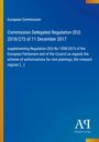 Titel: Kommission Delegierte Verordnung (EU) 2018/273 vom 11. Dezember 2017. Blauer Hintergrund mit gelbem Streifen.