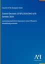 Texte: "Council Decision (CFSP) 2024/2643 of 8 October 2024.", blaues Cover, gelber Rand, Antiphon Verlag-Logo.