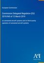 Titel: Verordnung (EU) 2019/945, 12. März 2019, Drohnen. Blaues Cover, Logo „AR“, Text oben links.