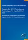 Ein blauer Hintergrund mit gelbem Rand links. Oben steht: European Parliament and Council of the European Union.