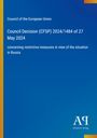 Text: "Council of the European Union. Council Decision (CFSP) 2024/1484 of 27 May 2024 concerning restrictive measures in view of the situation in Russia. Antiphon Verlag." Hintergrund: Blau mit dezenten Farbverläufen, rechts unten Logo.