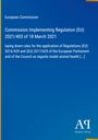Text: "European Commission, Commission Implementing Regulation (EU) 2021/403 of 18 March 2021". Blauer Hintergrund, Antiphon Verlag Logo.