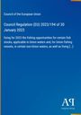 Text: "Council Regulation (EU) 2023/194 of 30 January 2023". 
Blauer Hintergrund, Logo "AR" unten rechts.