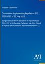 Text über Implementierungsverordnung der EU-Kommission, Datumsangaben und Verlagshinweis. Blauer Hintergrund.