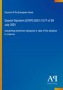 Council Decision (CFSP) 2021/1277 concerning Lebanon, blauer Hintergrund, weißer Text, Logo unten.