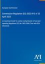 Ein blauer Hintergrund trägt den Text: "European Commission, Commission Regulation (EU) 2023/915 of 25 April 2023." Unten steht "Antiphon Verlag."