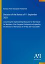 Bureau of the European Parliament: Decision of the Bureau of 11 September 2023, Buch