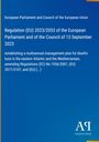 Regulation (EU) 2023/2053 des Europäischen Parlaments, mehrjähriger Plan für Blauflossenthunfisch. Blaues Design.