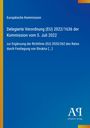 Text: "Europäische Kommission. Delegierte Verordnung (EU) 2022/1636 der Kommission vom 5. Juli 2022 [...]". Blaues Hintergrund mit gelbem Streifen. Logo unten rechts.