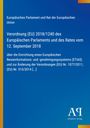 Europäisches Parlament Text über EU-Verordnung 2018/1240 zu ETIAS. Blaues Design, Antiphon Verlag, Logo unten rechts.