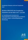 Text zur Richtlinie 2006/54/EG des EU-Parlaments zur Chancengleichheit. Blauer Hintergrund mit weißem Logo unten.