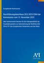 Europäische Kommission, Beschluss über Eisenbahnnormen. Blauer Hintergrund mit einem schmalen gelben Rand.