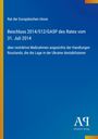 Text zu restriktiven Maßnahmen der EU gegen Russland vom 31. Juli 2014. Blauer Hintergrund, Logo unten.