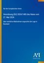 Text: Verordnung (EU) 2024/1485 des Rates vom 27. Mai 2024 über Maßnahmen in Russland. Blaues Design mit gelbem Rand.