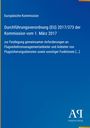 EU-Verordnung: Festlegung gemeinsamer Anforderungen im Flugverkehrsmanagement. Blauer Hintergrund, Verlag-Logo.