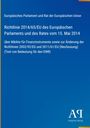 "Richtlinie 2014/65/EU des Europäischen Parlaments und des Rates vom 15. Mai 2014. Blau mit gelbem Streifen. Logo unten."